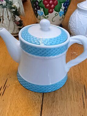 Vintage blue and white teapot